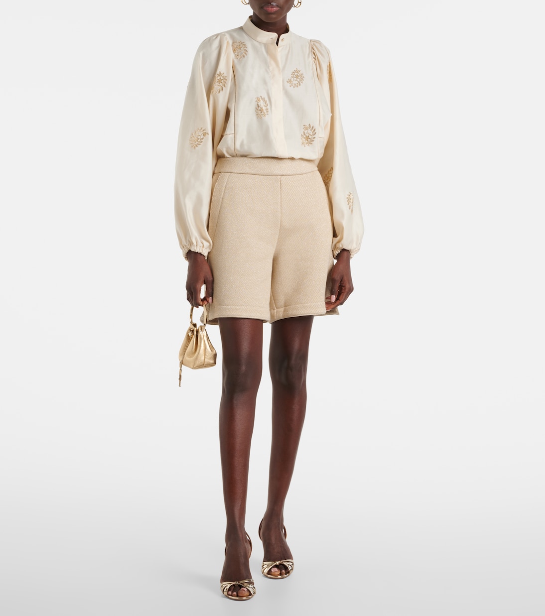 Bluse Caladio aus Baumwollsatin mit Kristallen | Max Mara