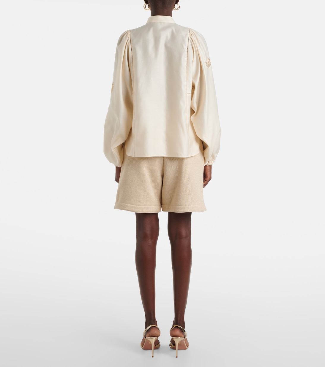 Bluse Caladio aus Baumwollsatin mit Kristallen | Max Mara