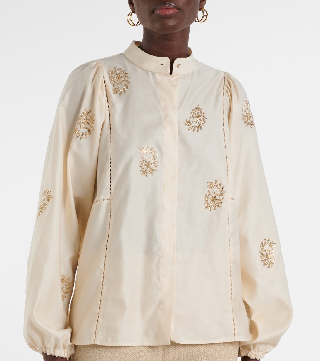 Bluse Caladio aus Baumwollsatin mit Kristallen | Max Mara