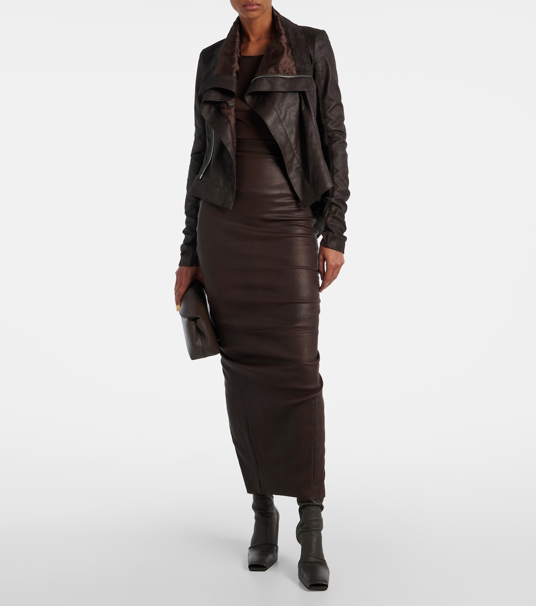 Dirt Pillar leather and cotton maxi skirt | Rick Owens