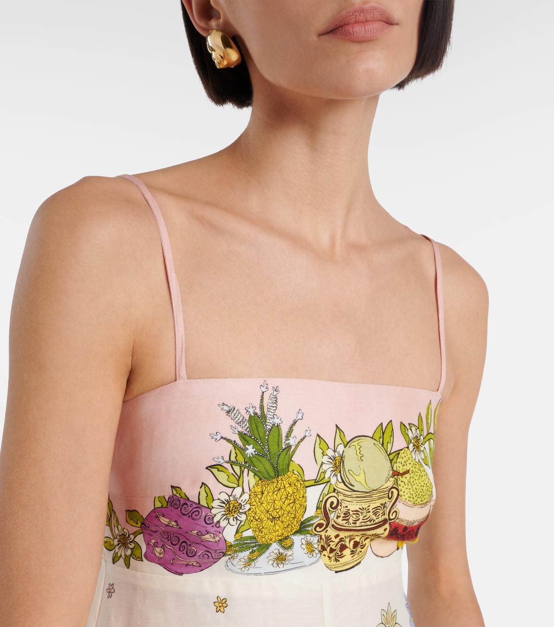 Hazel printed linen-blend maxi dress | Alémais