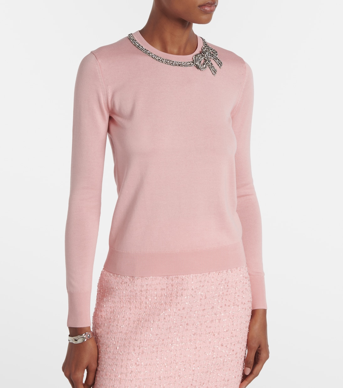 Embellished silk and cotton sweater | Carolina Herrera