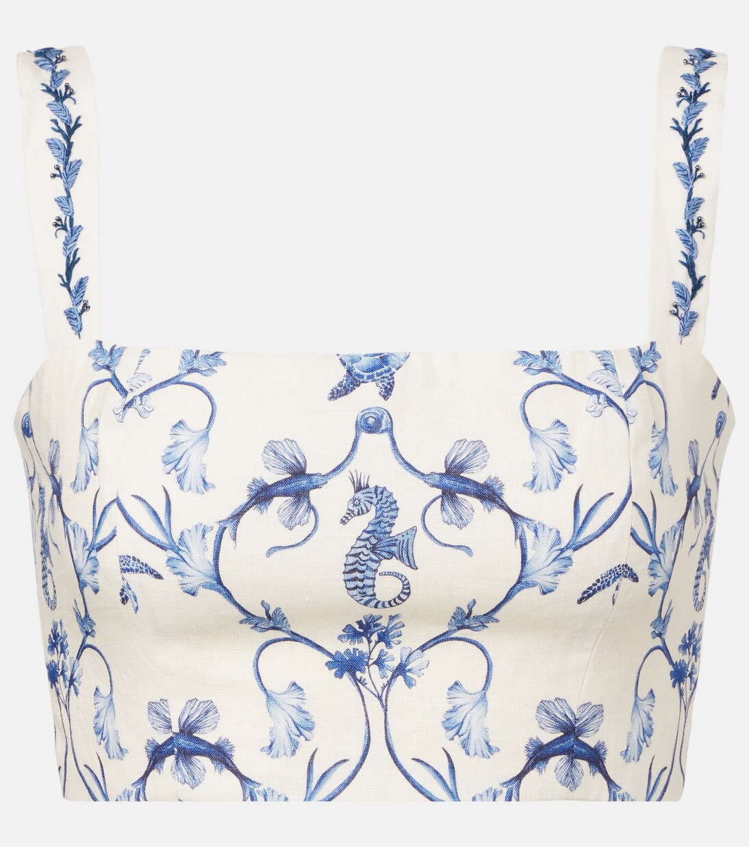 Cacao floral linen crop top | Agua by Agua Bendita