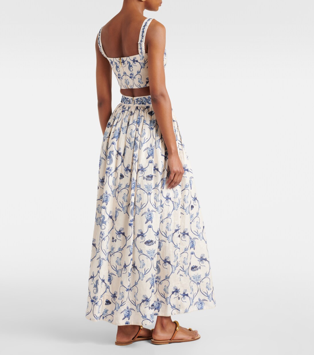 Cacao floral linen crop top | Agua by Agua Bendita