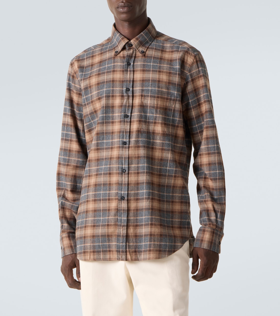 Plaid cotton flannel shirt | Slowear