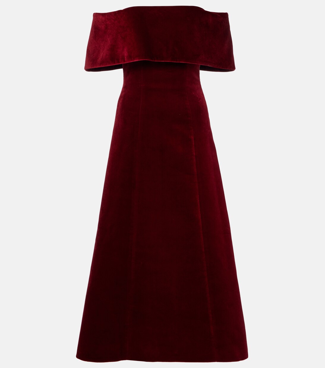 Carita off-shoulder cotton velvet midi dress | Emilia Wickstead
