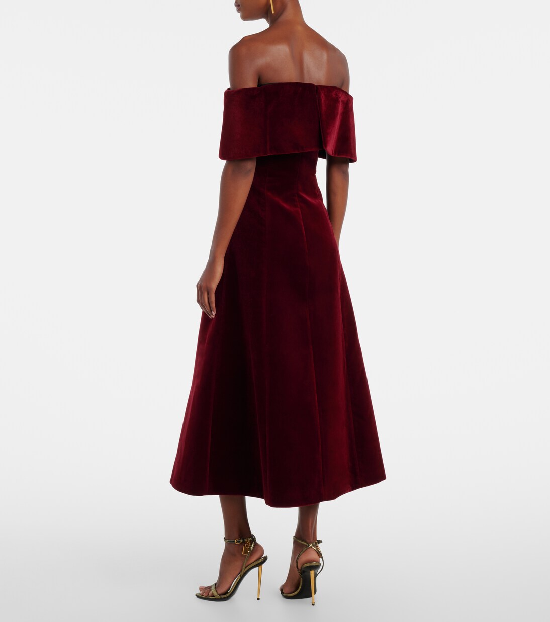 Carita off-shoulder cotton velvet midi dress | Emilia Wickstead