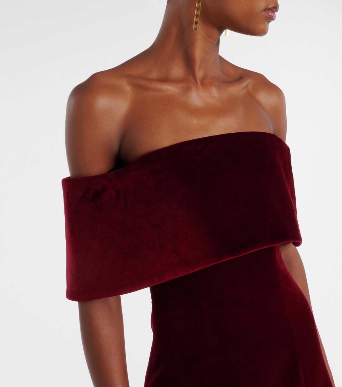 Carita off-shoulder cotton velvet midi dress | Emilia Wickstead