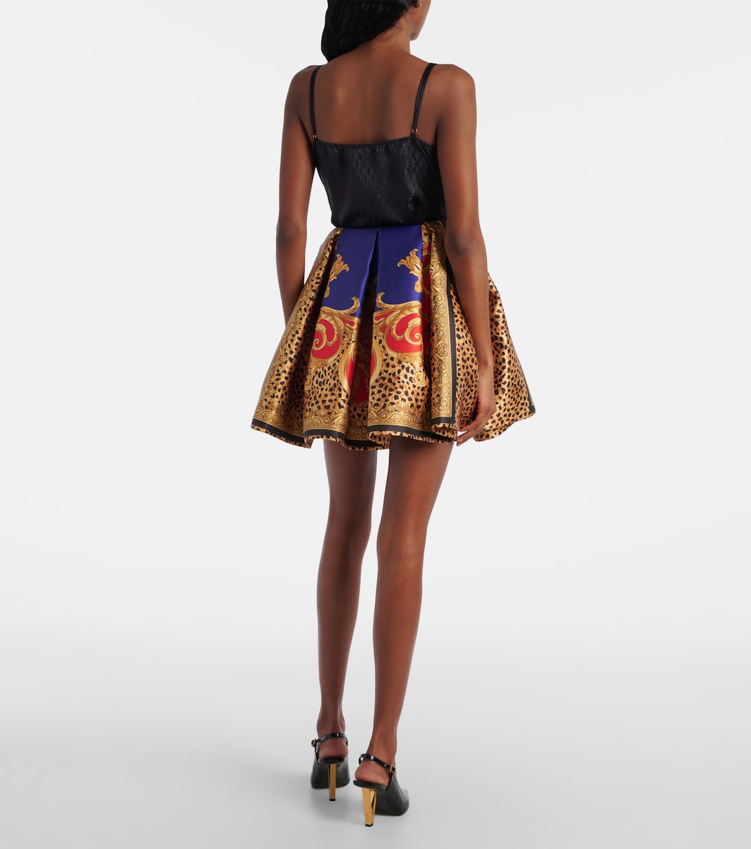 Lace-trimmed silk-blend satin bodysuit | Versace