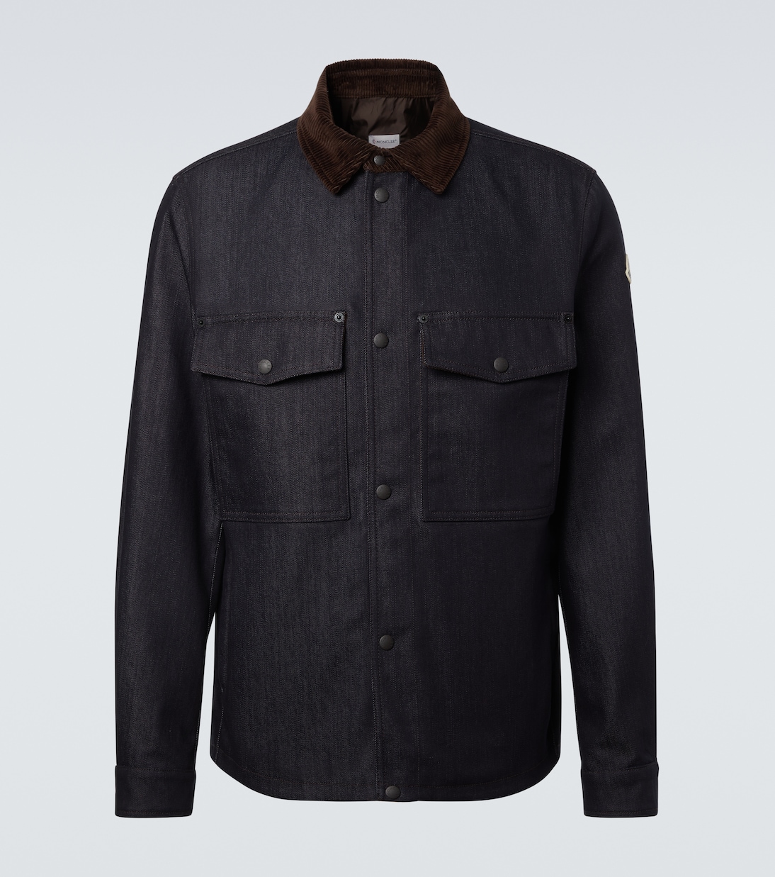 Corduroy-trimmed denim shirt jacket | Moncler