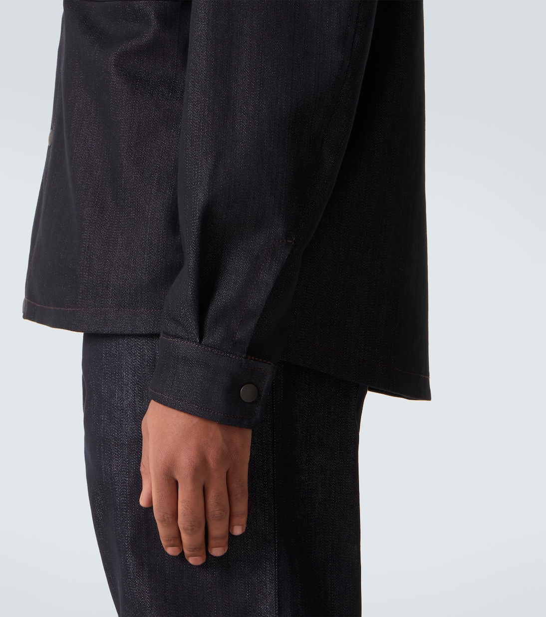 Corduroy-trimmed denim shirt jacket | Moncler