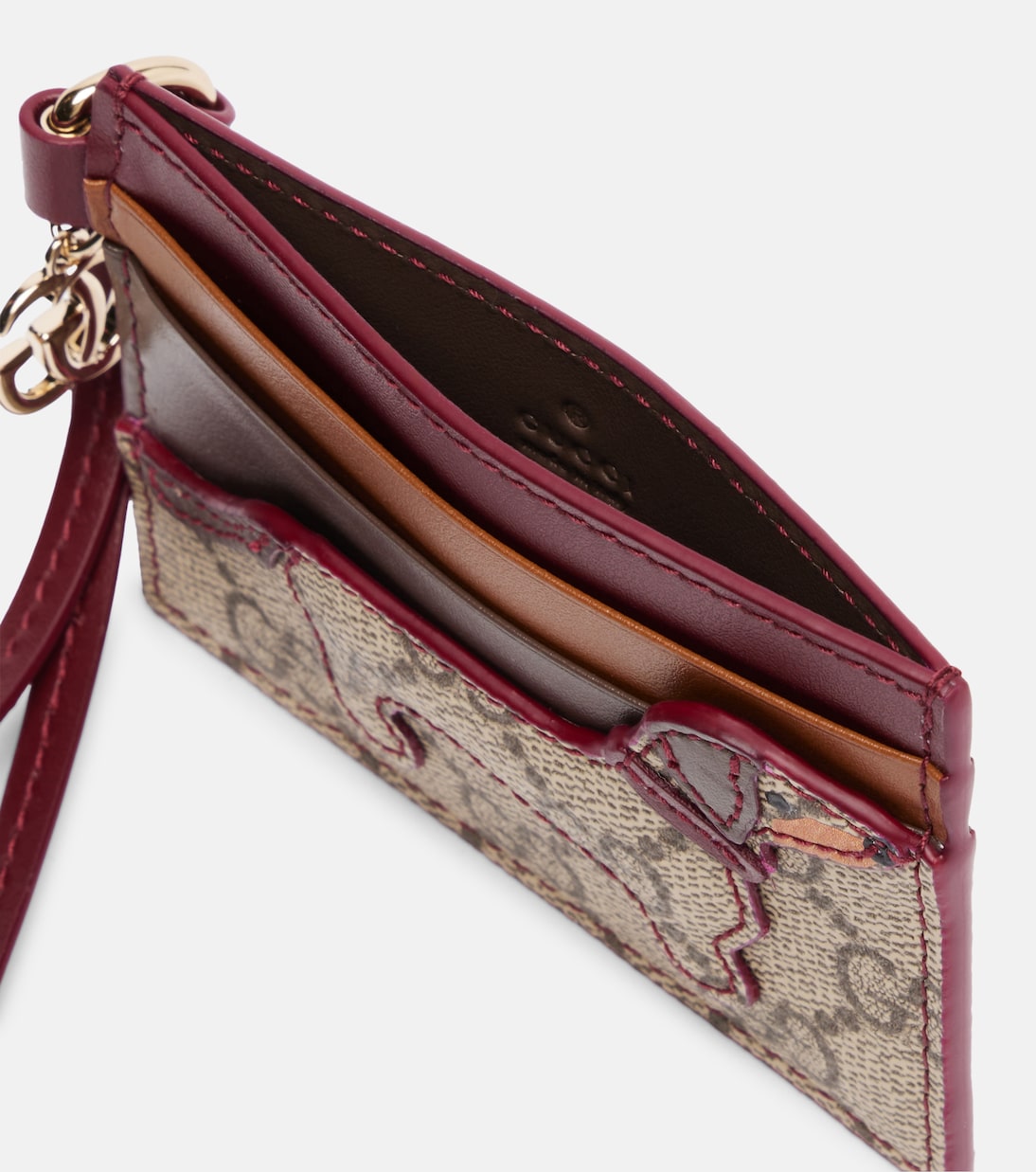 GG Canvas leather-trimmed card holder | Gucci