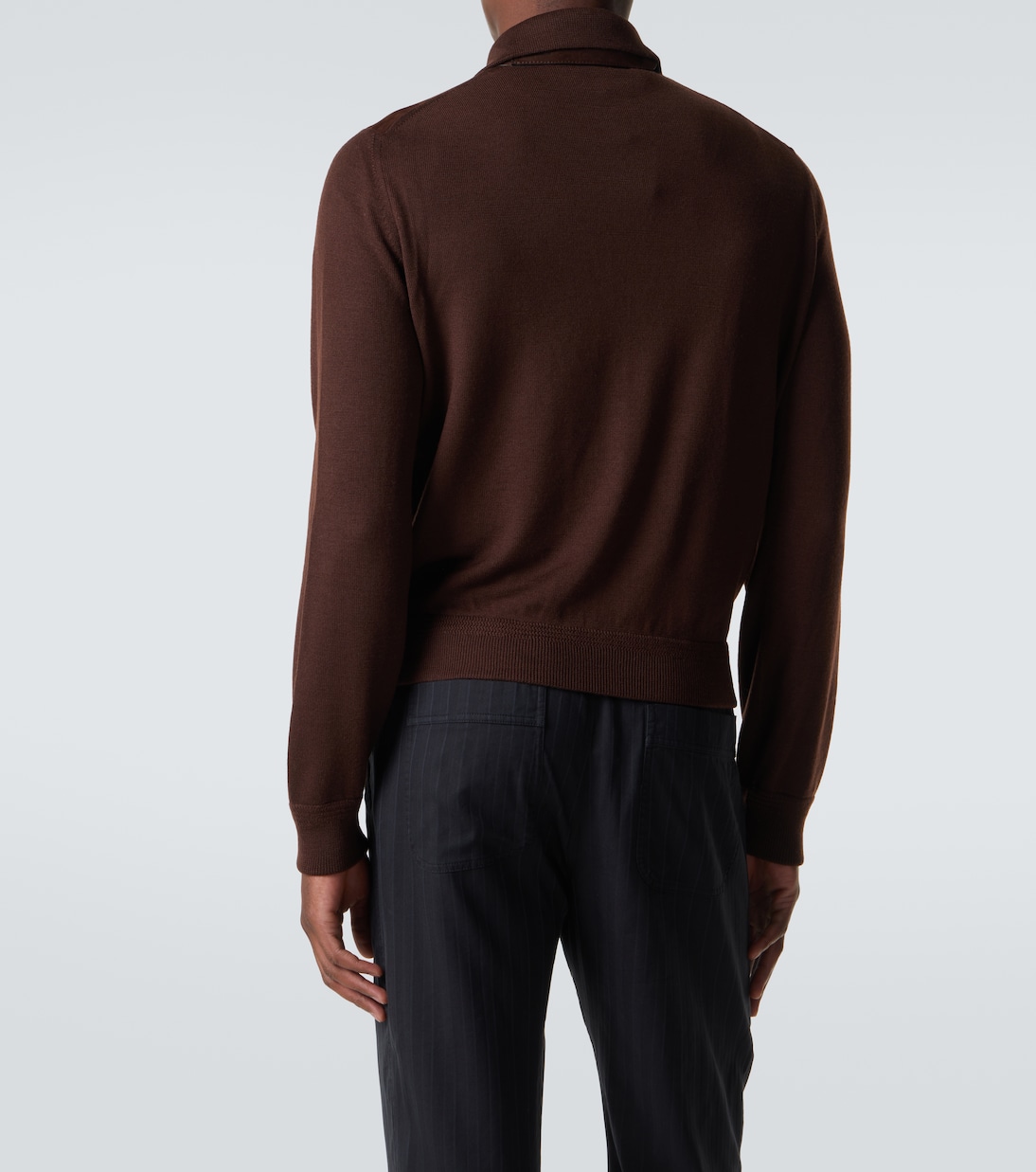 Suede-paneled wool-blend zip-up sweater | Tom Ford