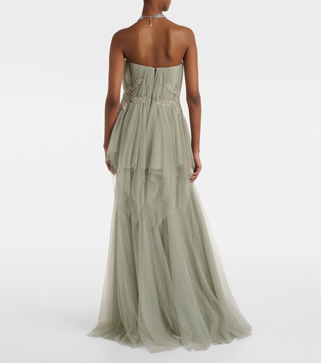 Vestido de fiesta corsé de tul adornado | Costarellos