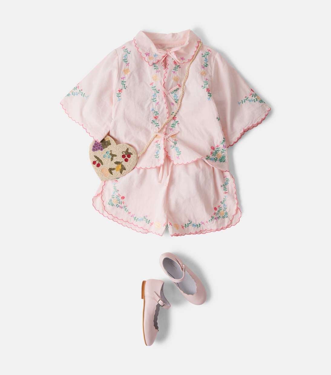 Orchid floral embroidered cotton shorts | The New Society