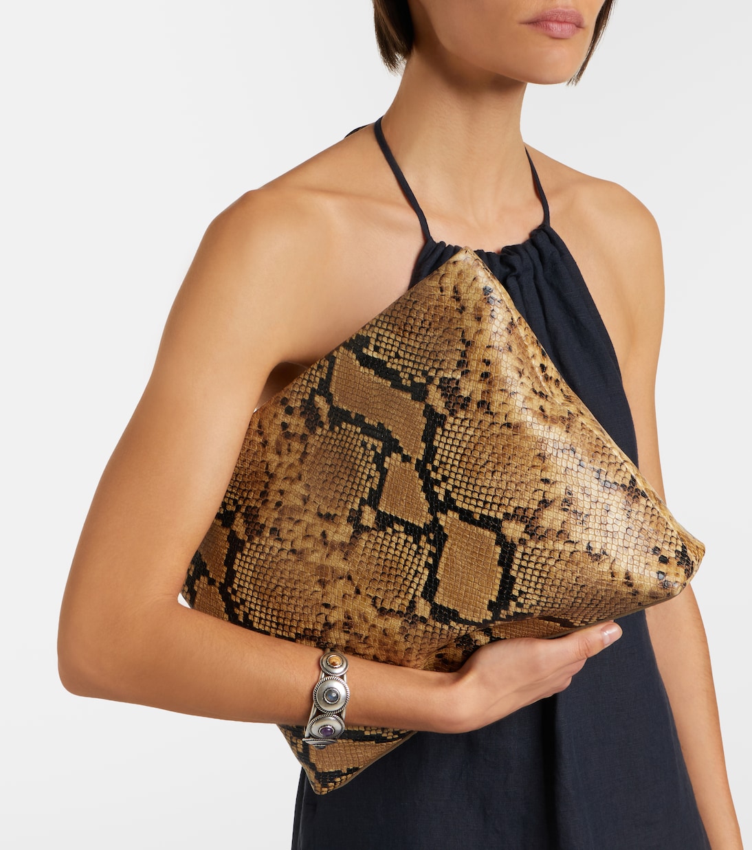 Jerry Small snake-print leather clutch | Nili Lotan