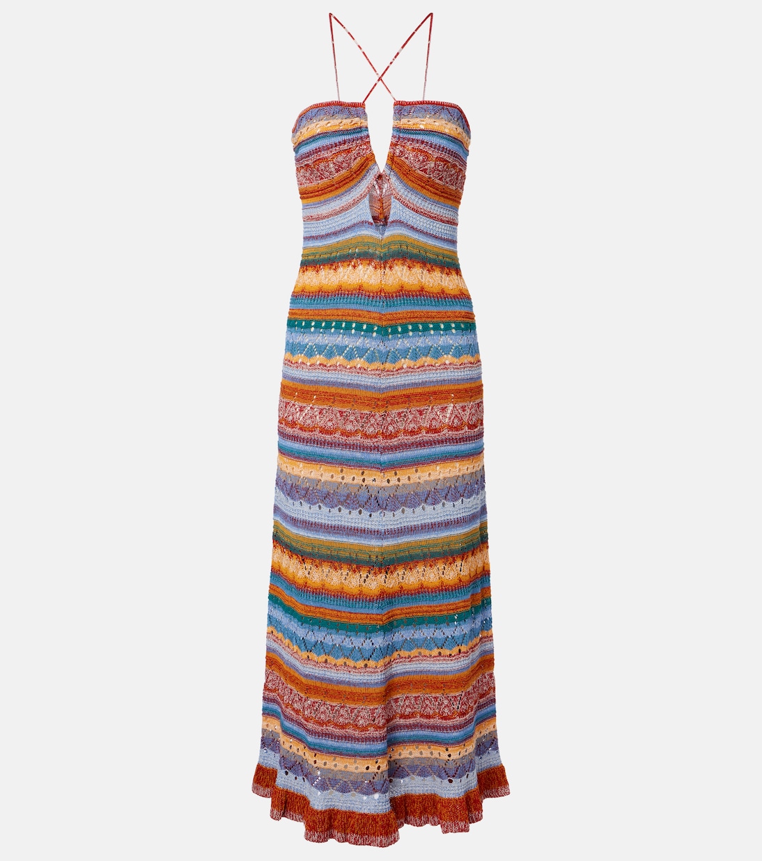 Vestido largo de croché de algodón a rayas | Etro