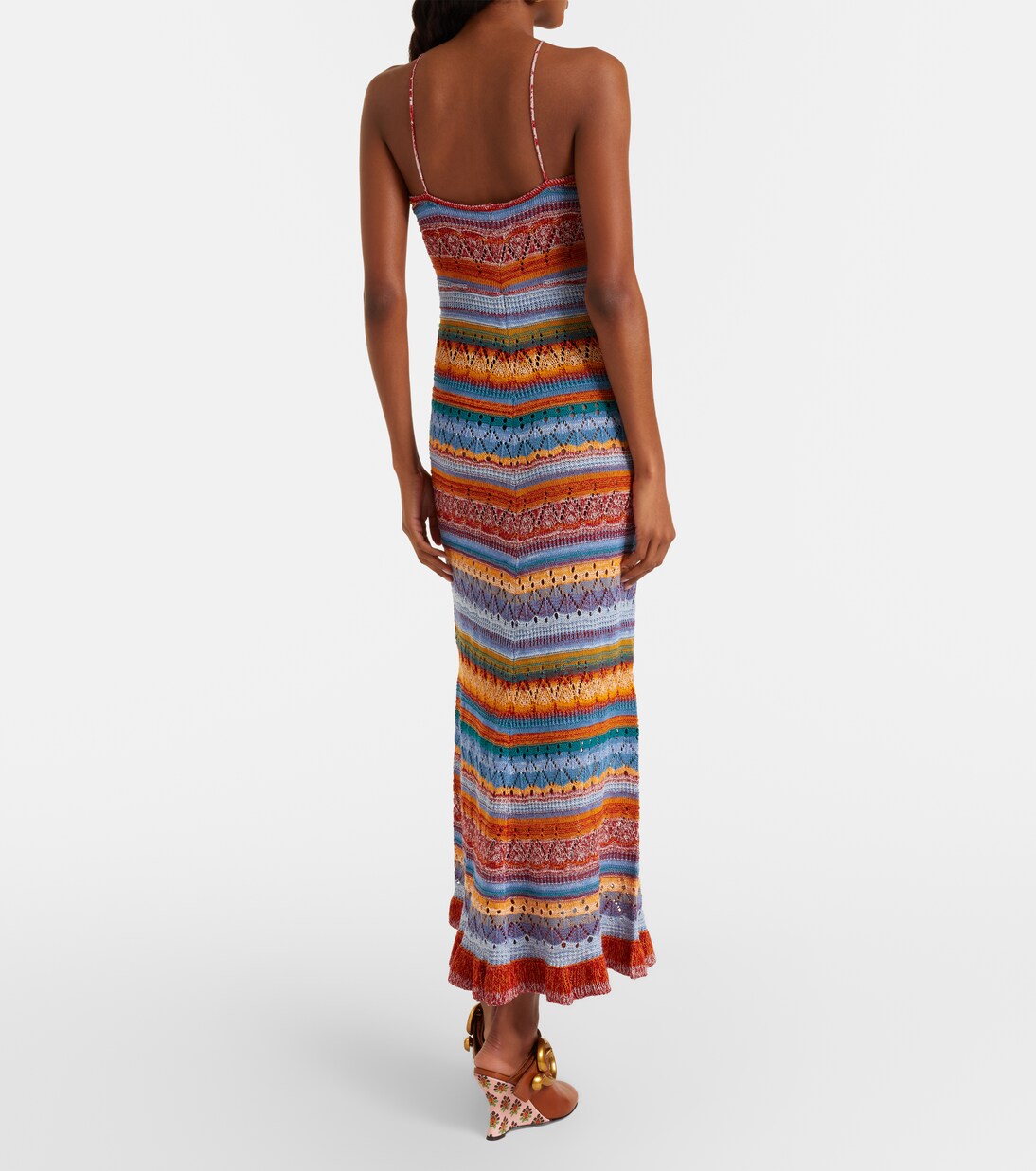 Vestido largo de croché de algodón a rayas | Etro
