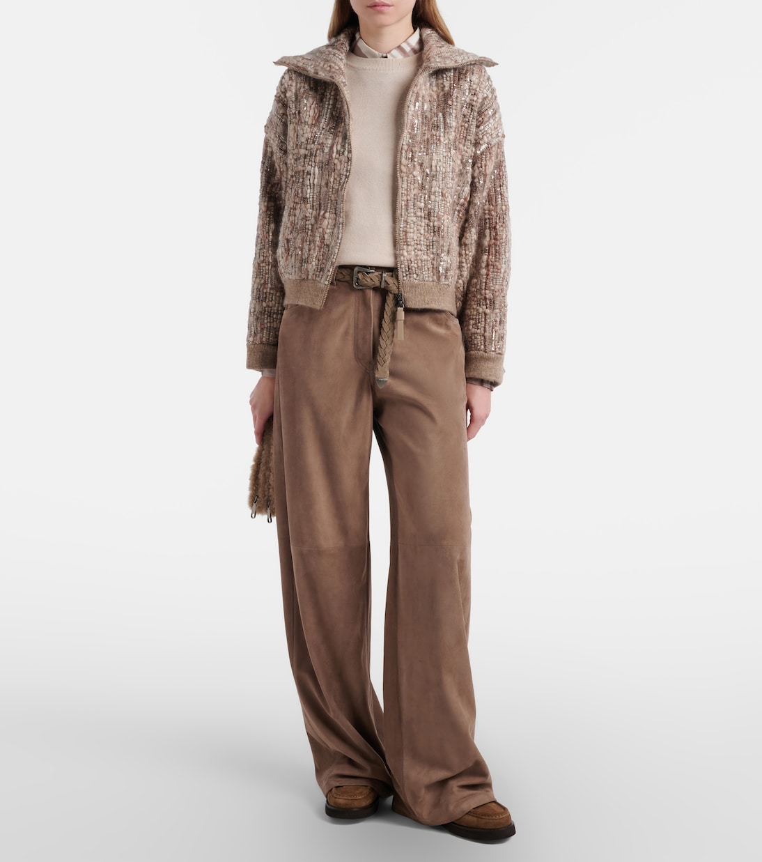 Cardigan aus einem Mohairgemisch mit Pailetten | Brunello Cucinelli