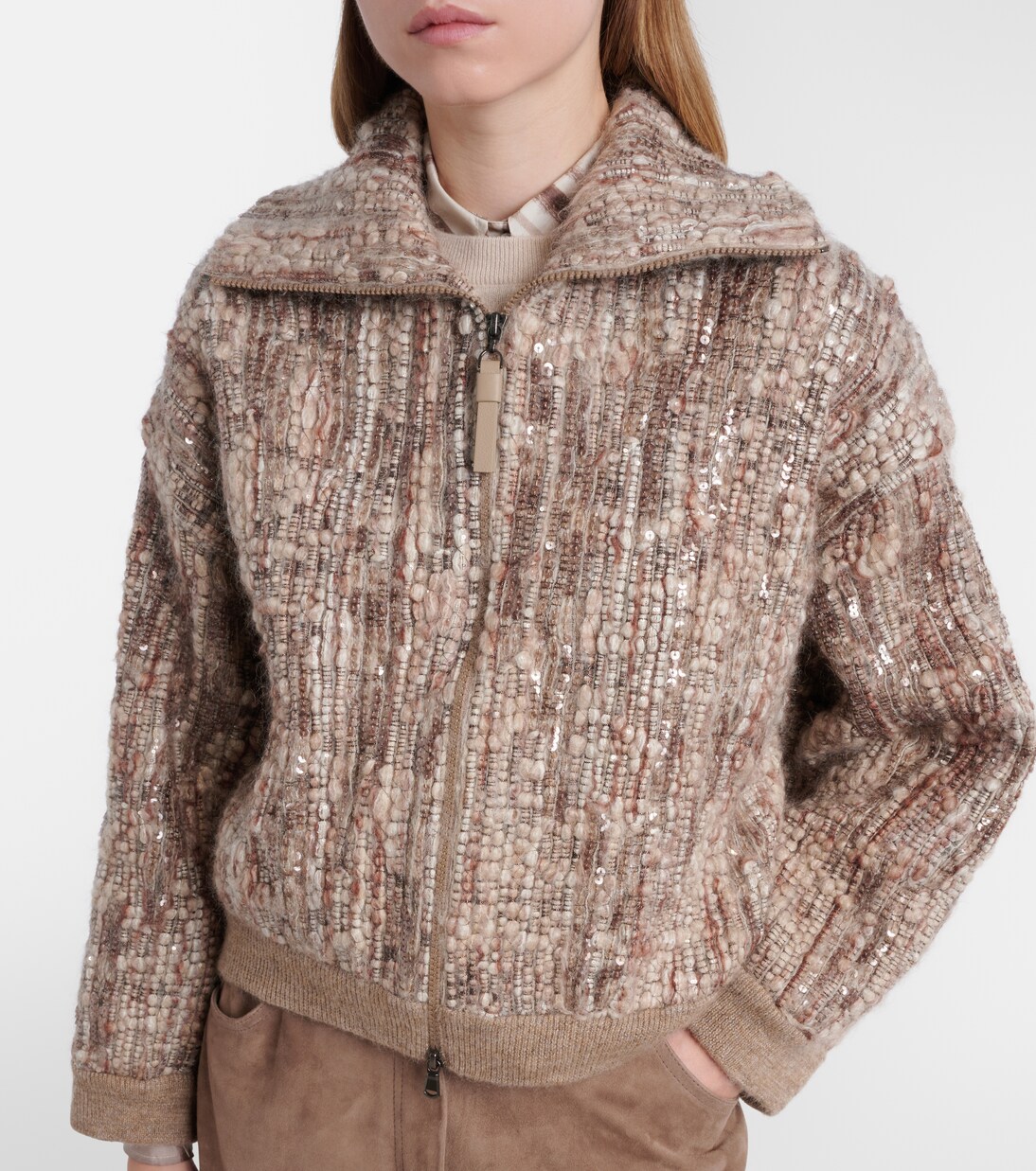 Cardigan aus einem Mohairgemisch mit Pailetten | Brunello Cucinelli