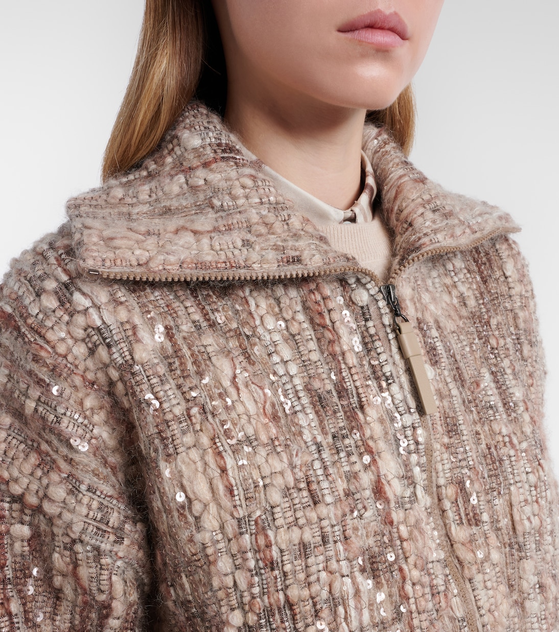 Cardigan aus einem Mohairgemisch mit Pailetten | Brunello Cucinelli