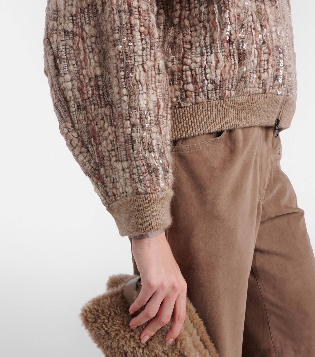 Cardigan aus einem Mohairgemisch mit Pailetten | Brunello Cucinelli