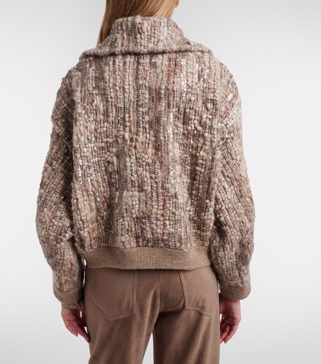 Cardigan aus einem Mohairgemisch mit Pailetten | Brunello Cucinelli