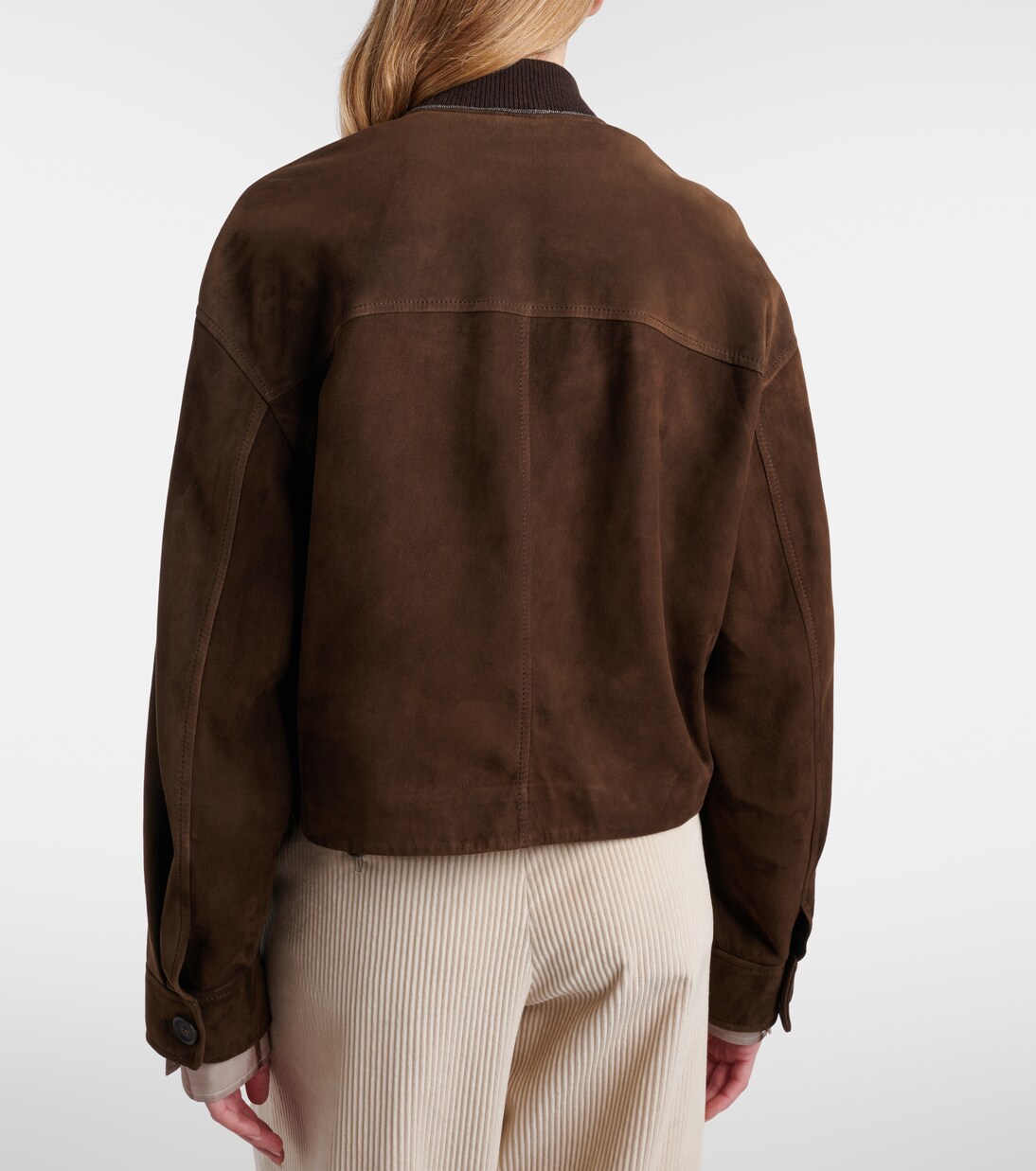 Cropped suede jacket | Brunello Cucinelli