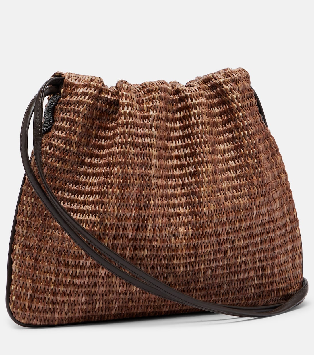 Mellow Small raffia-effect crossbody bag | Brunello Cucinelli