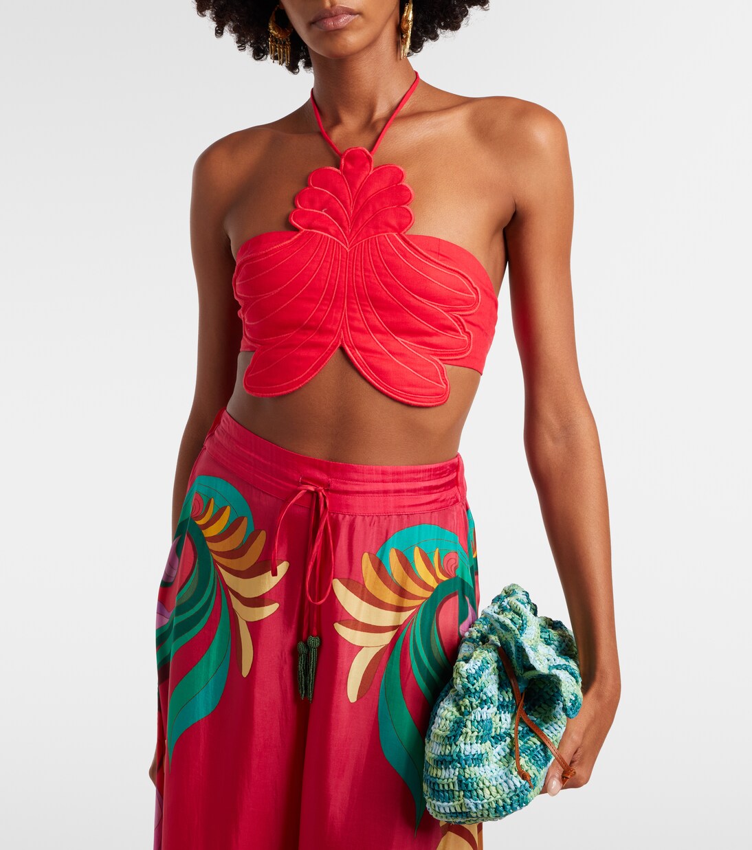 Banana Queen linen-blend crop top | Farm Rio