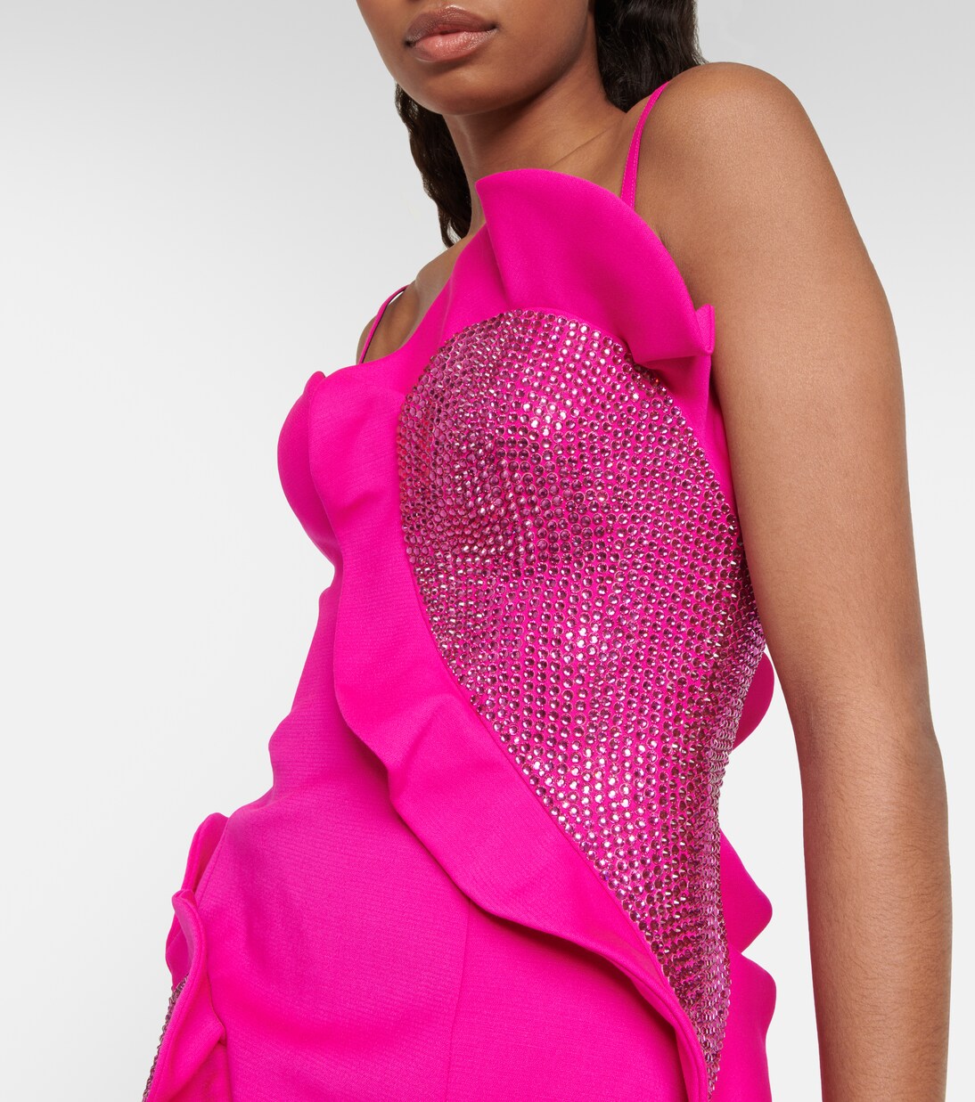 Robe en crêpe de laine à ornements | Area