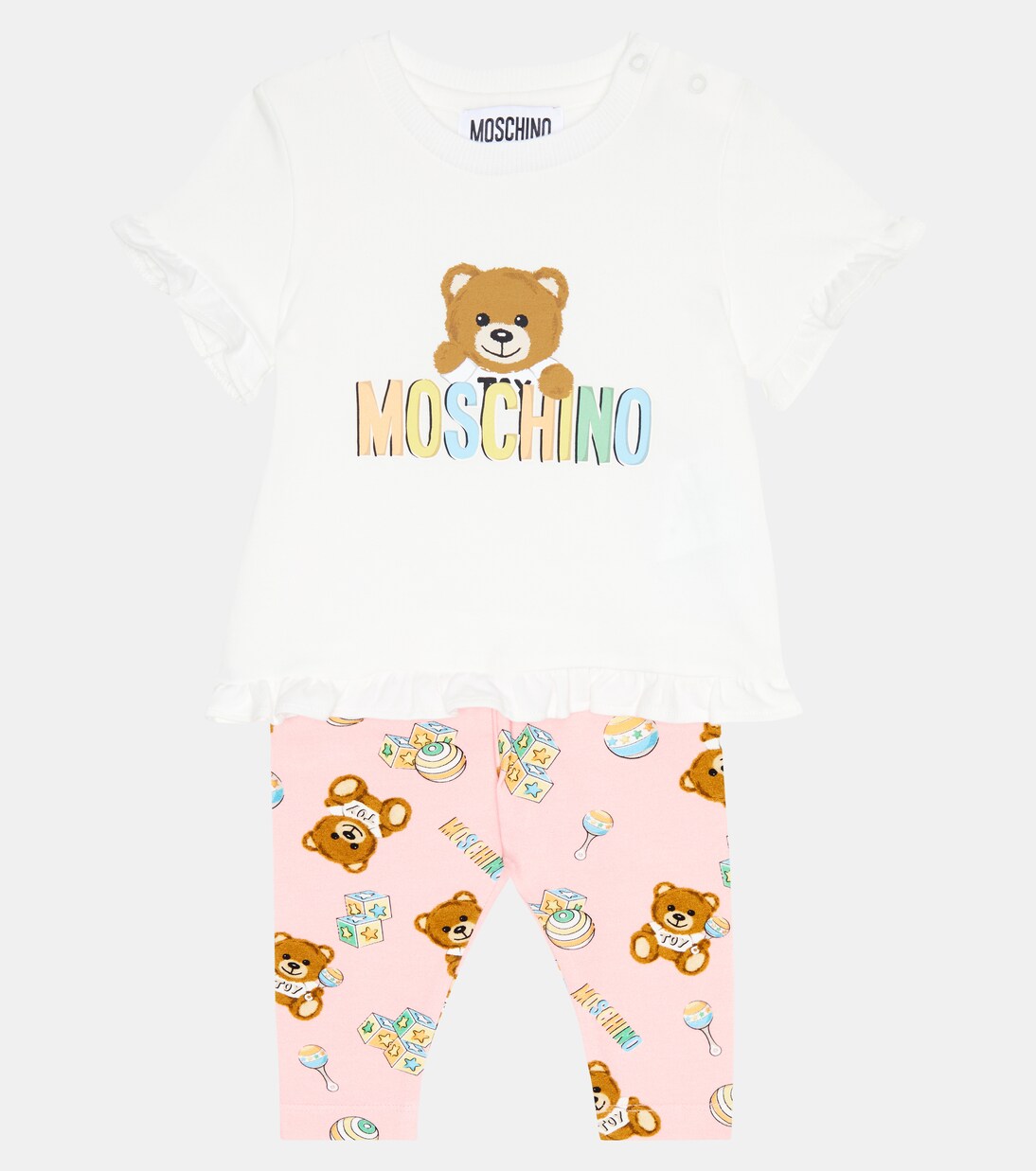 Baby set of cotton-blend T-shirt and shorts | Moschino Kids