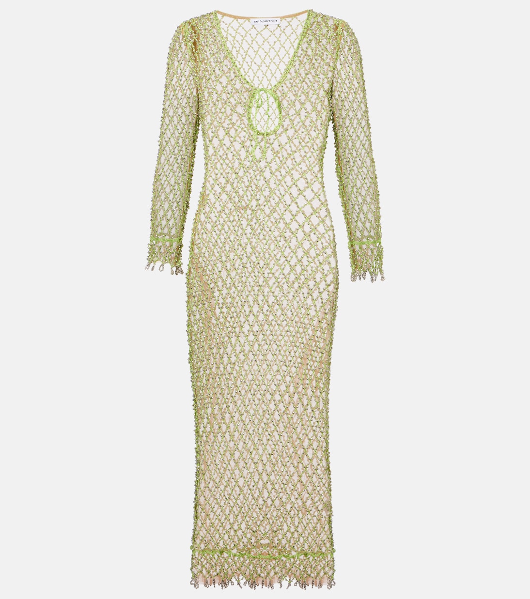 Verziertes Maxikleid aus Mesh | Self-Portrait