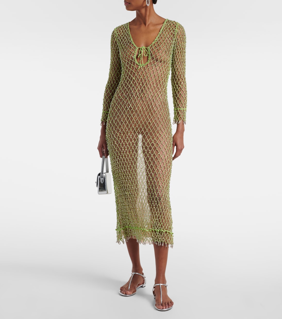 Verziertes Maxikleid aus Mesh | Self-Portrait