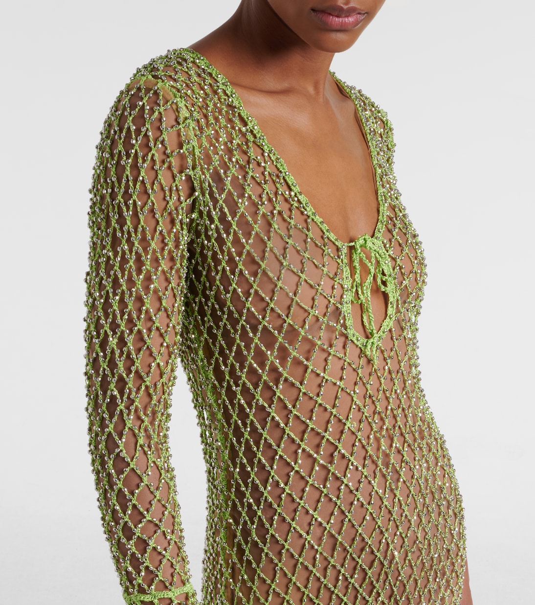 Verziertes Maxikleid aus Mesh | Self-Portrait