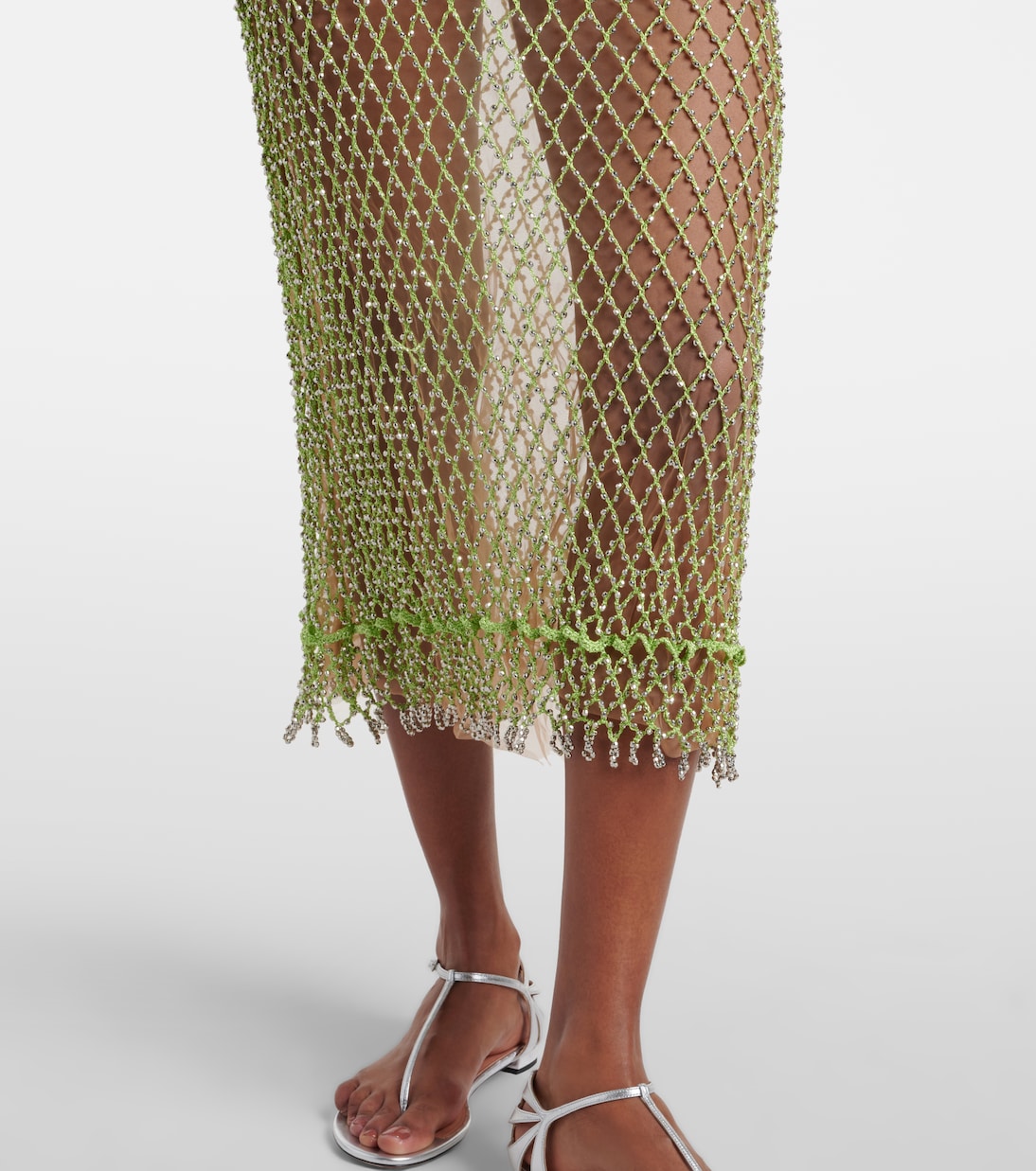 Verziertes Maxikleid aus Mesh | Self-Portrait