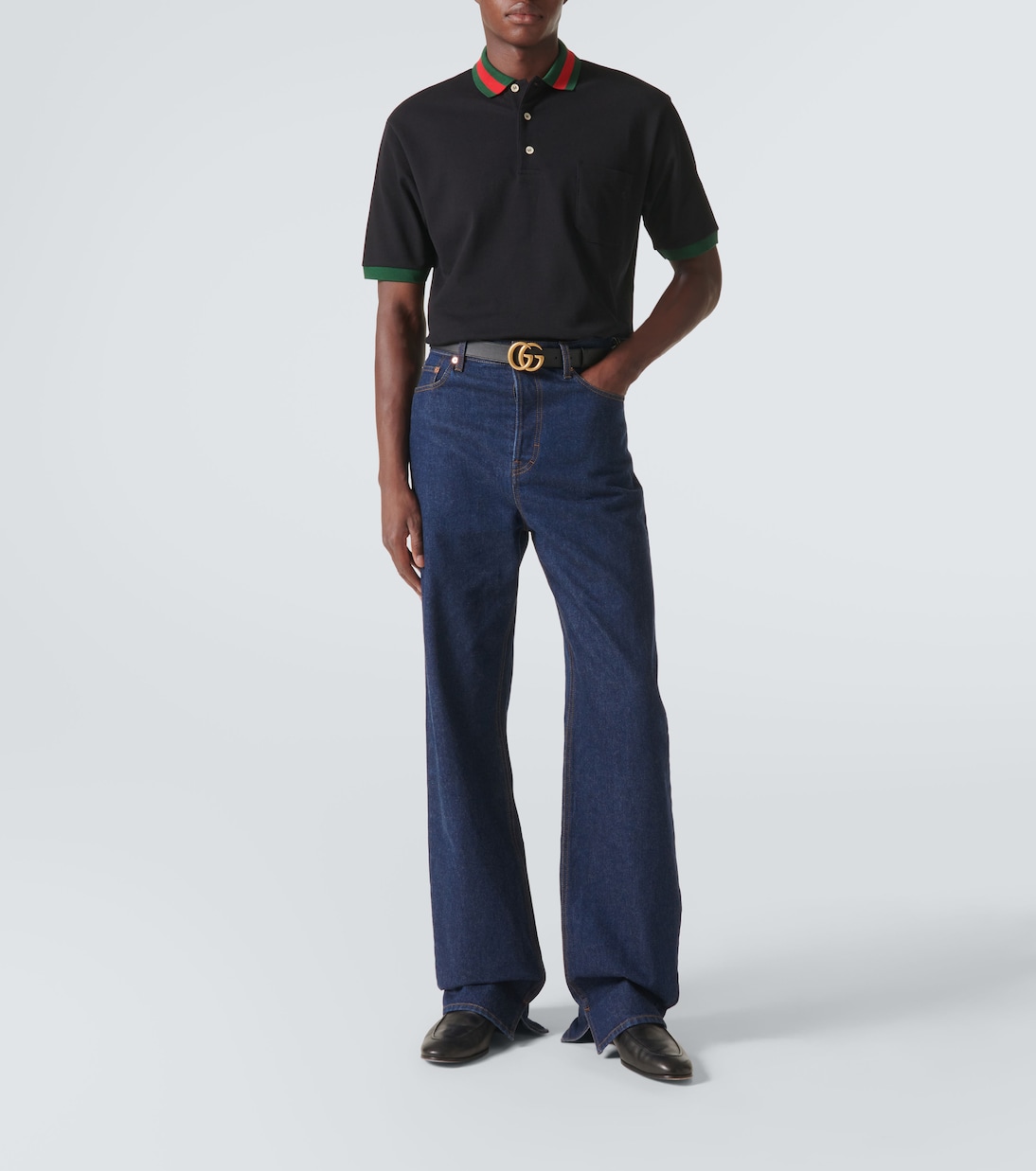 Polo de piqué de algodón con Web | Gucci
