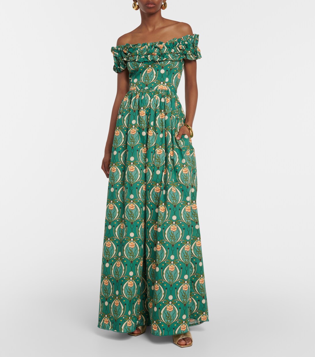 Robe longue Espliego Lunar imprimée en coton | Agua by Agua Bendita