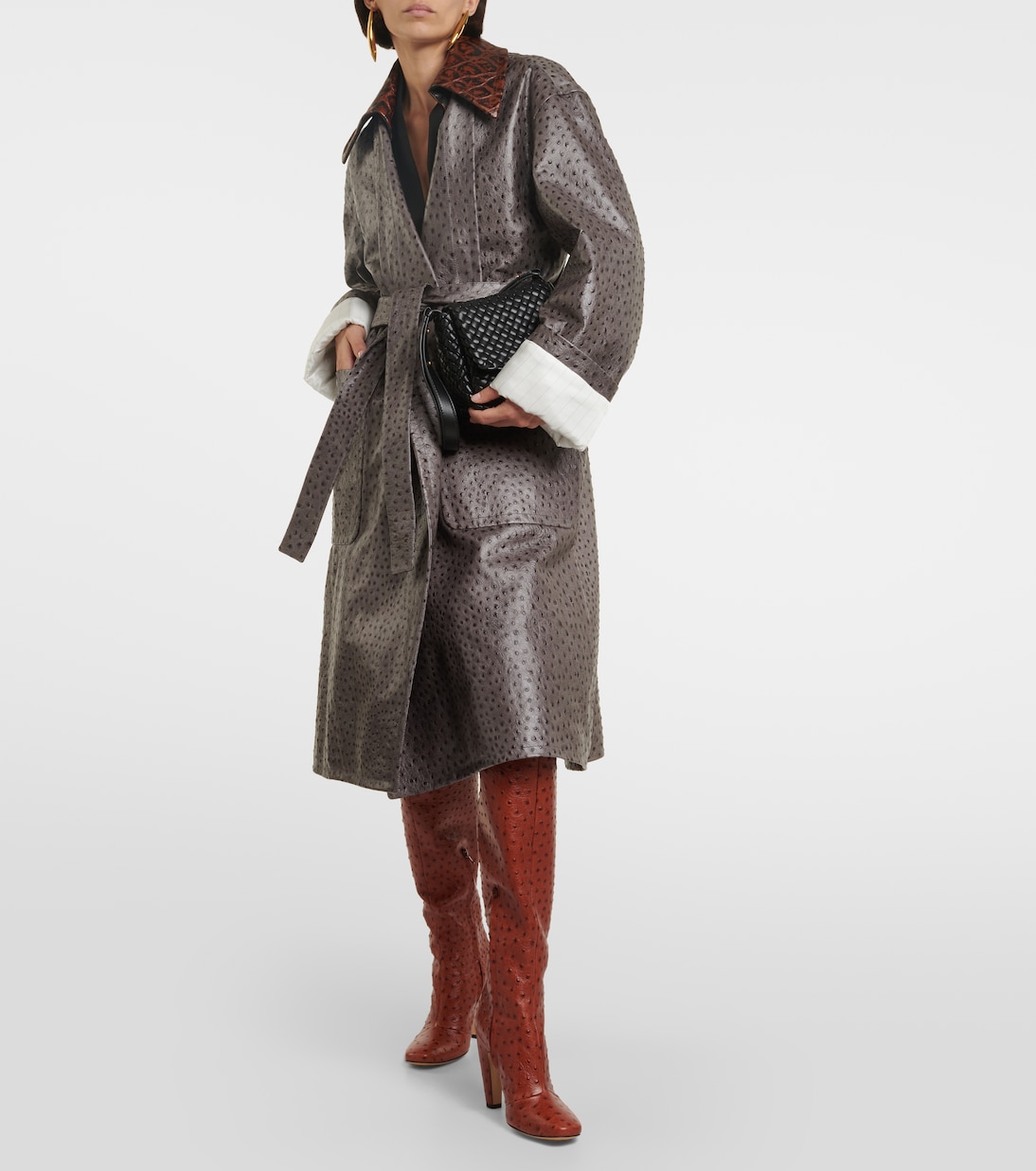 Embossed leather coat | Bottega Veneta