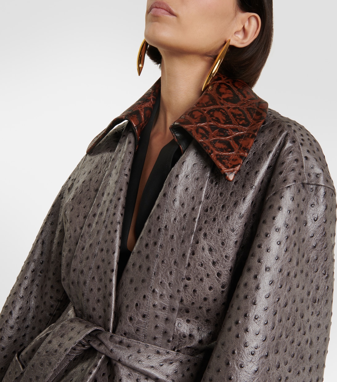 Embossed leather coat | Bottega Veneta