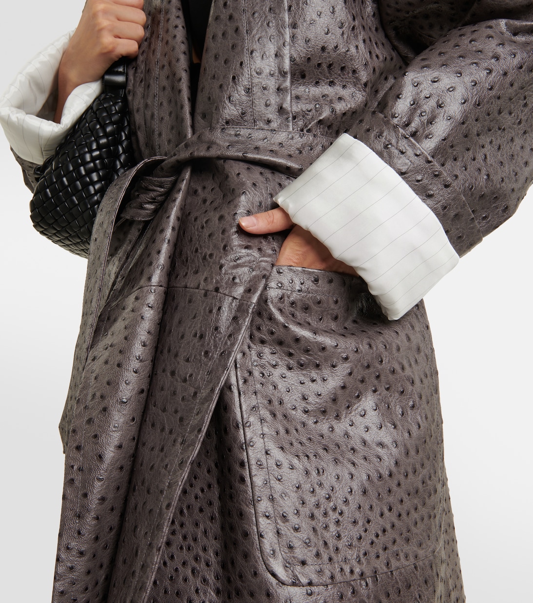 Embossed leather coat | Bottega Veneta