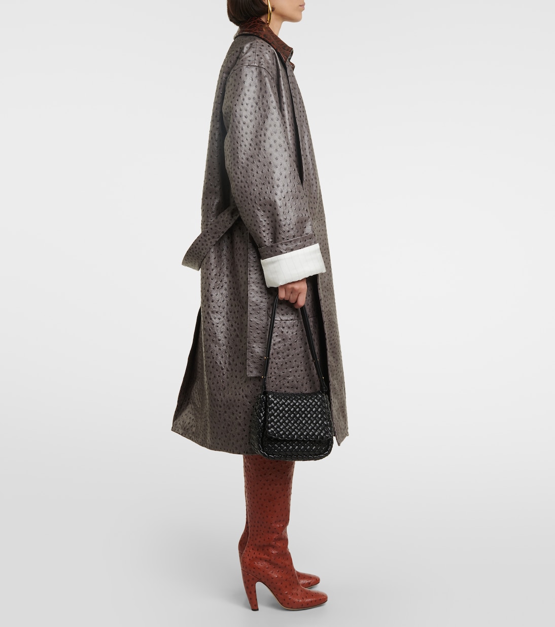 Embossed leather coat | Bottega Veneta