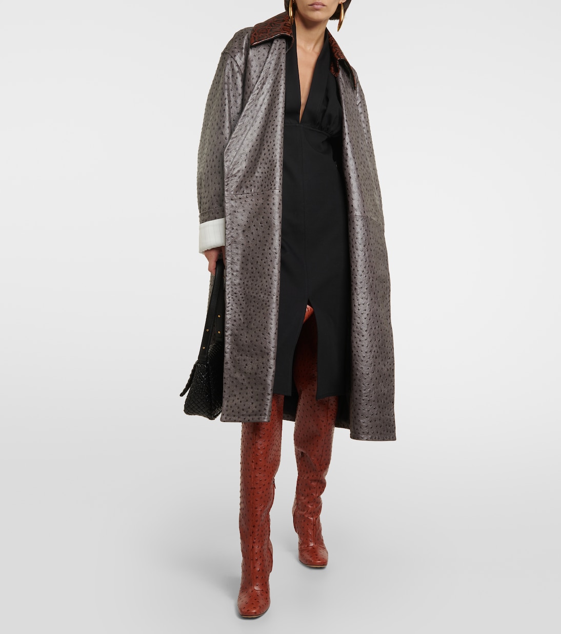 Embossed leather coat | Bottega Veneta