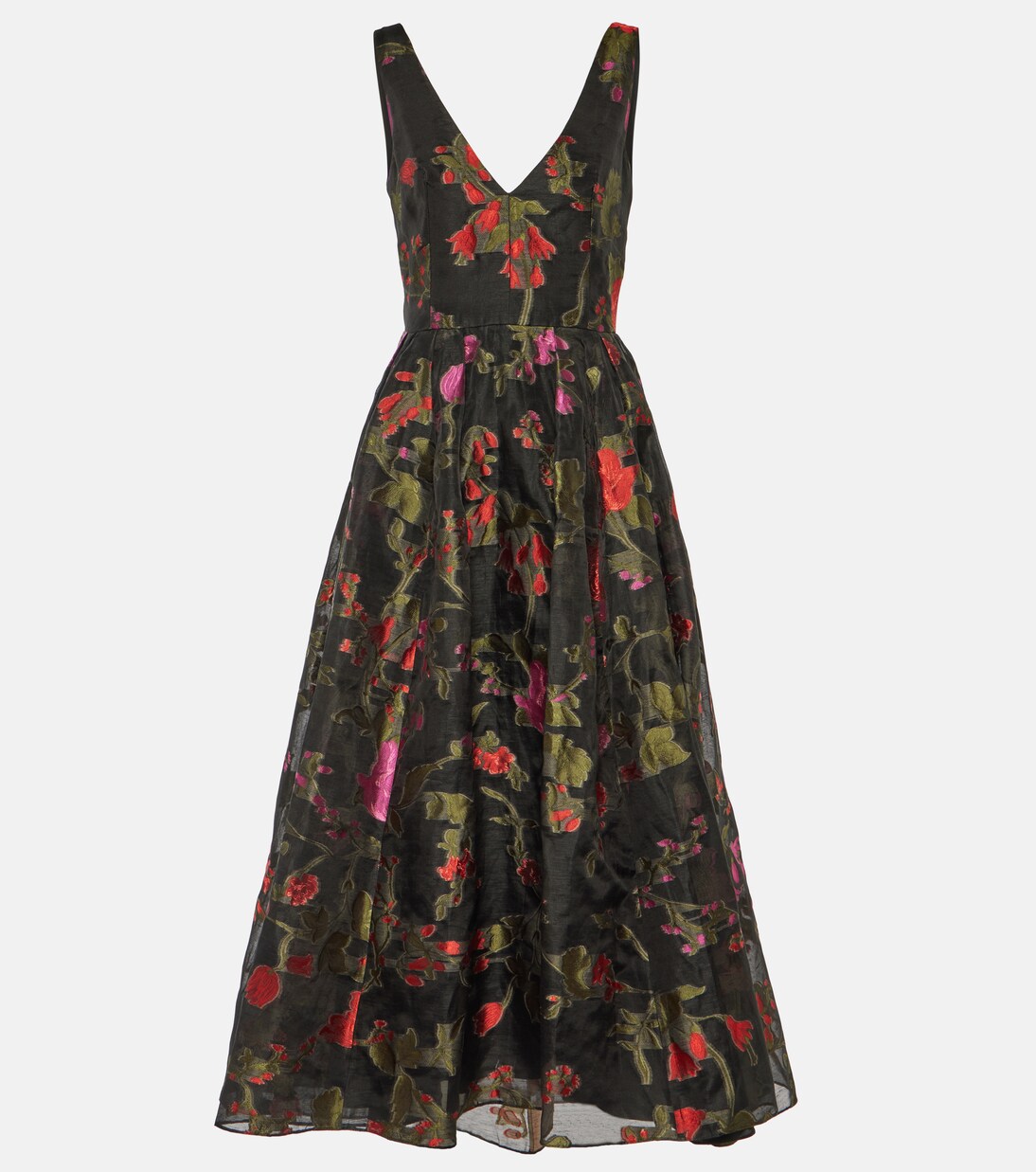 Robe midi en organza à fleurs | Erdem