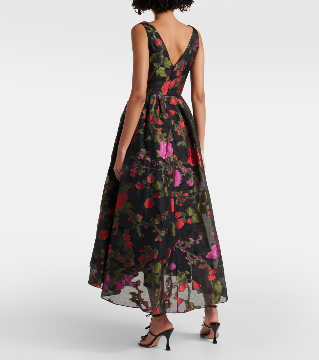 Robe midi en organza à fleurs | Erdem