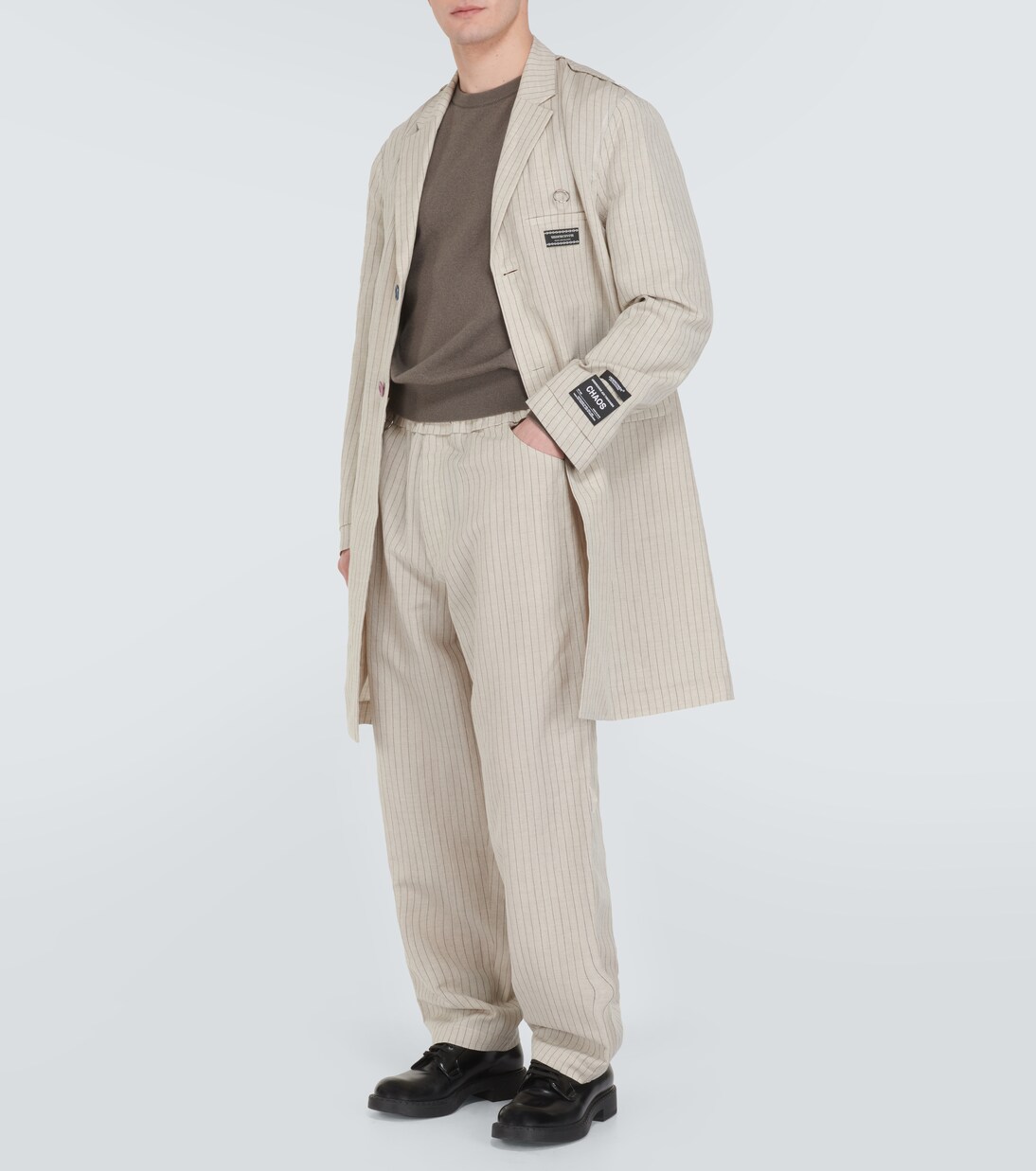 Pinstripe wool and linen wide-leg pants | Undercover