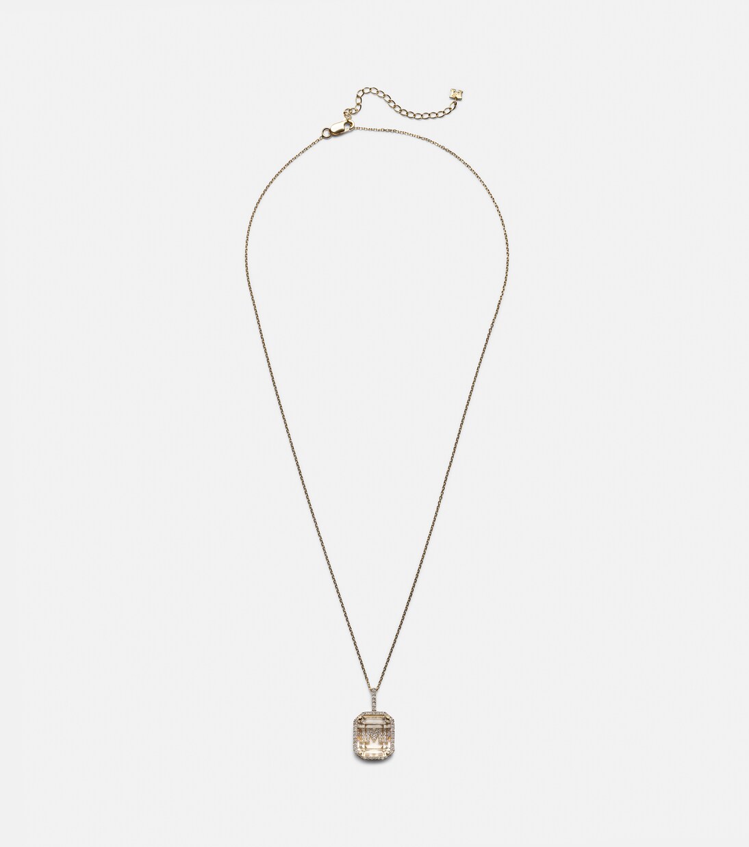 Collar Initial de oro de 14 ct con cuarzo y diamantes | Mateo