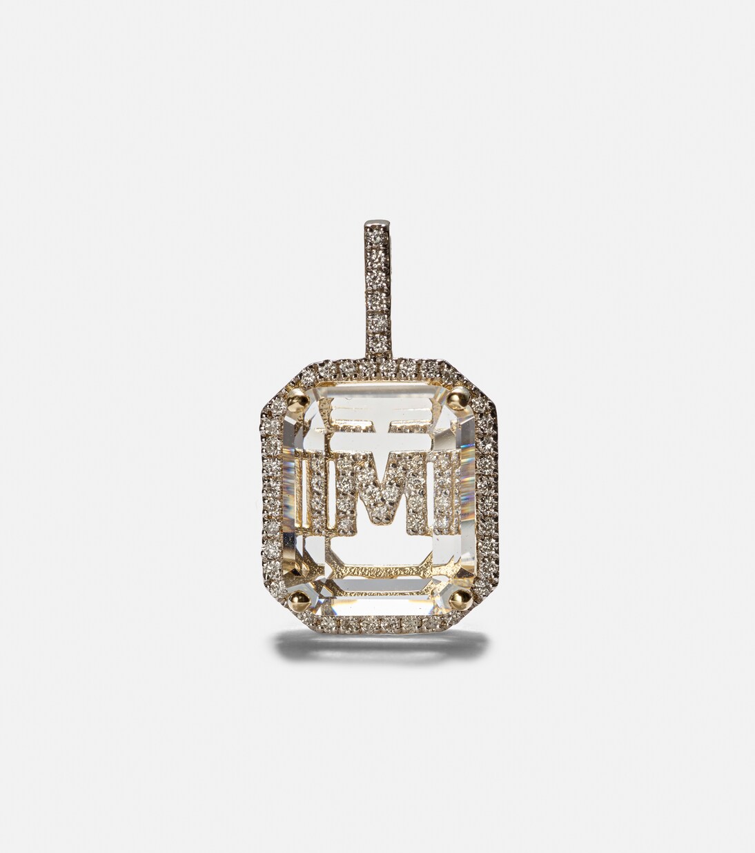Collar Initial de oro de 14 ct con cuarzo y diamantes | Mateo