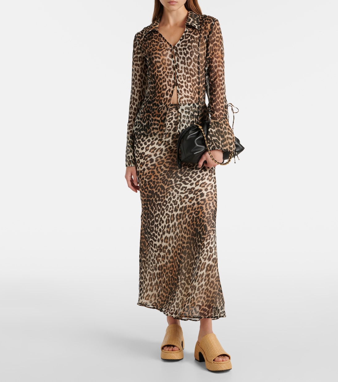 Bedrucktes Hemd aus Chiffon | Ganni