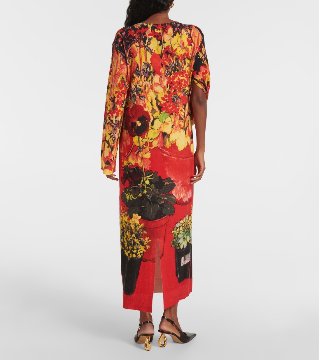 Robe longue asymétrique en laine mélangée | JW Anderson